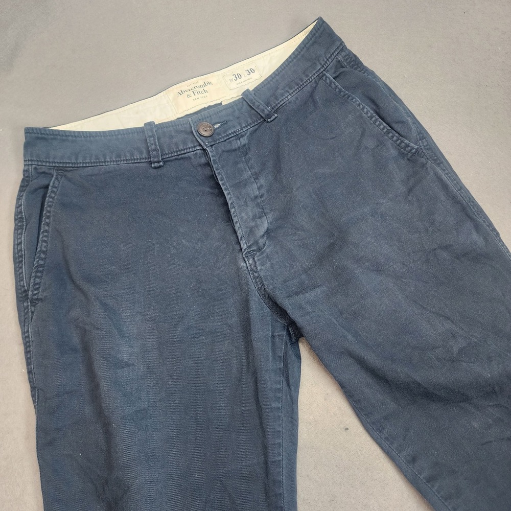 Abercrombie & Fitch Chino Pants Navy Blue Button Fly Straight Leg Mens 30x30
